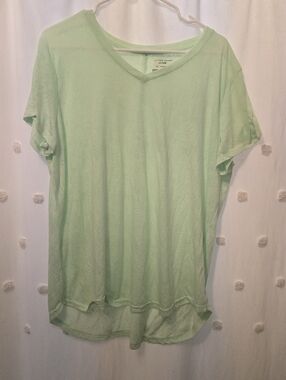 Tek Gear Light Green V-Neck Women's Top Sheer Size Xxl